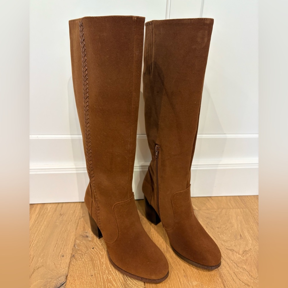 New XOXO Milan Knee High Boots Cognac Sz 6.5